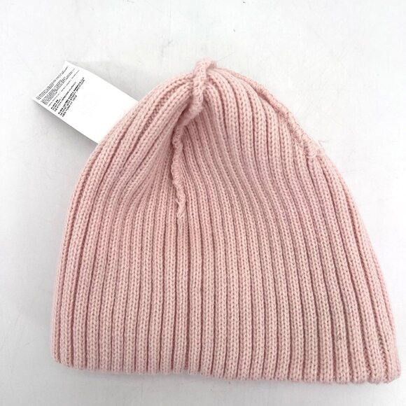 Puma Pink Ribbed Knit Beanie Hat Ski Cap Embroidered Double Logo with Tags - Picture 8 of 10